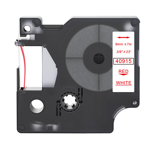 Dymo 40915 združljiv trak za nalepke, rdeče na belem, 9mm x 7m