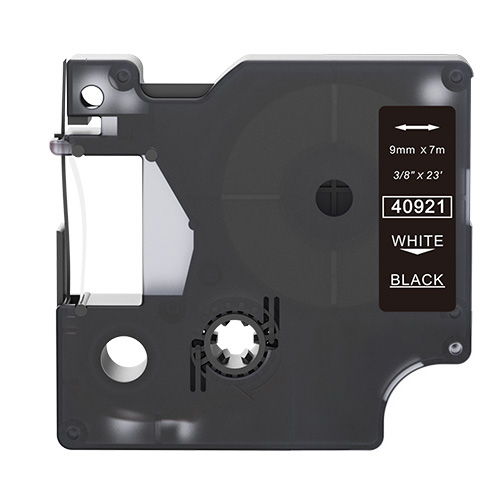 Dymo 40921 združljiv trak za nalepke, belo na črnem, 9mm x 7m