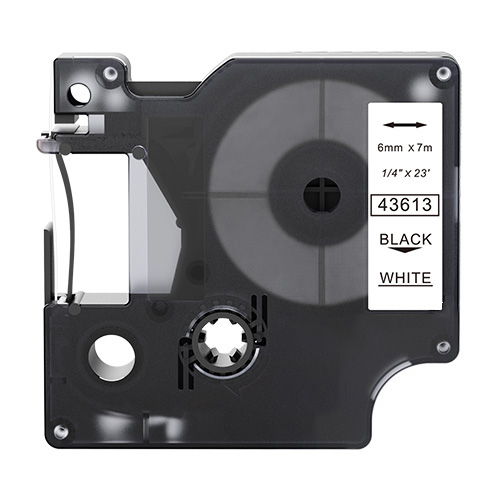 Dymo 43613 združljiv trak za nalepke, črno na belem, 6mm x 7m