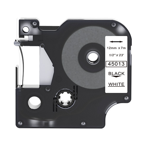 Dymo 45013 združljiv trak za nalepke, črno na belem, 12mm x 7m