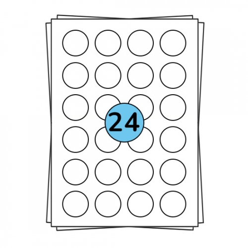 A4 listne nalepke Ø 40 mm, 2 400 nalepk