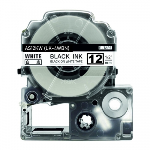 Epson LK-4WBN združljiv trak za nalepke, črno na belem, 12mm x 8m